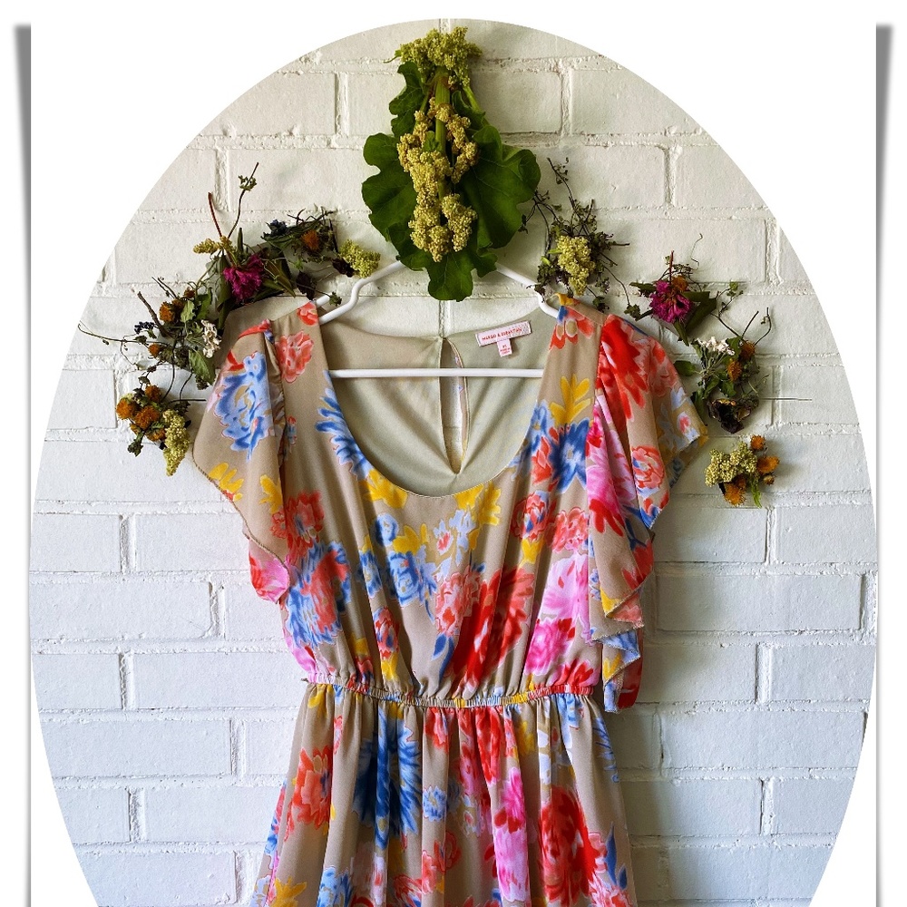 Margo & Sebastian Watercolor Floral Dress